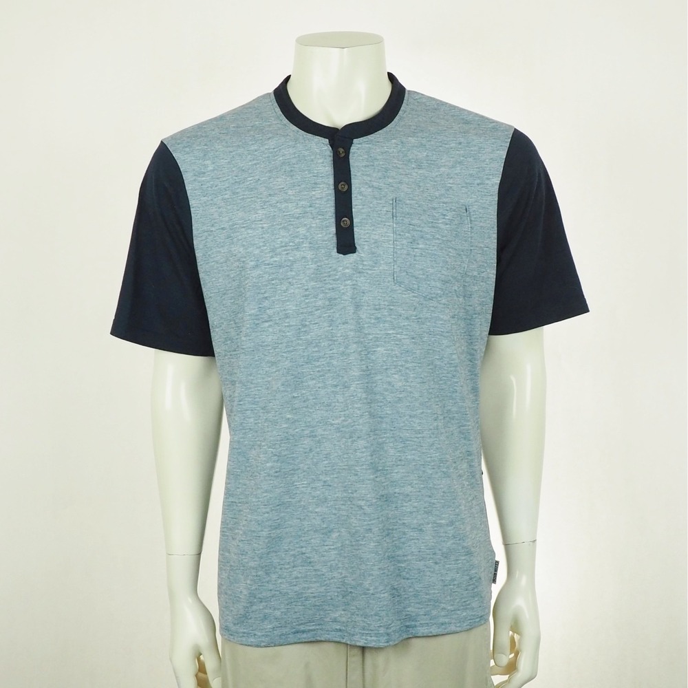 Club Ride Henley MTB Bike Cycling Jersey Shirt Mens Large Blue Crew Wool Blend